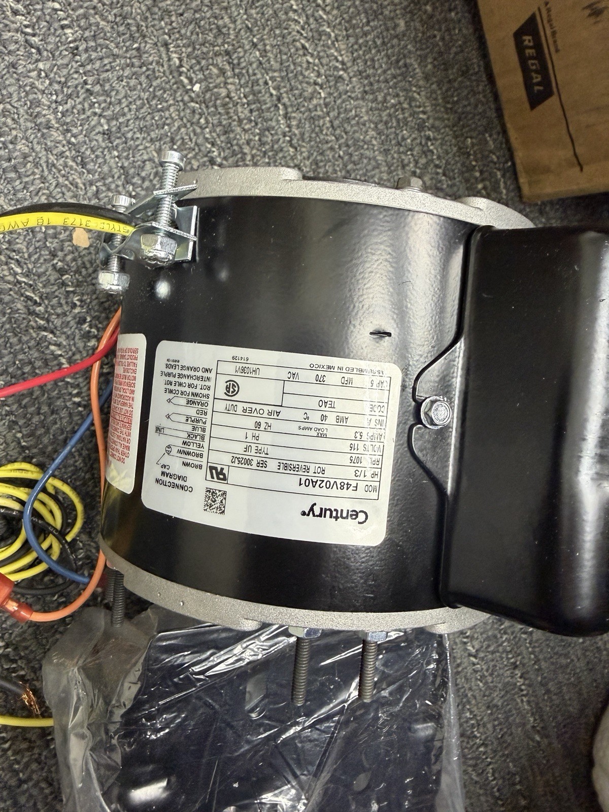 Century Uh1036v1 Unit Heater Motor, 1/3 Hp Minor Cap Dent New