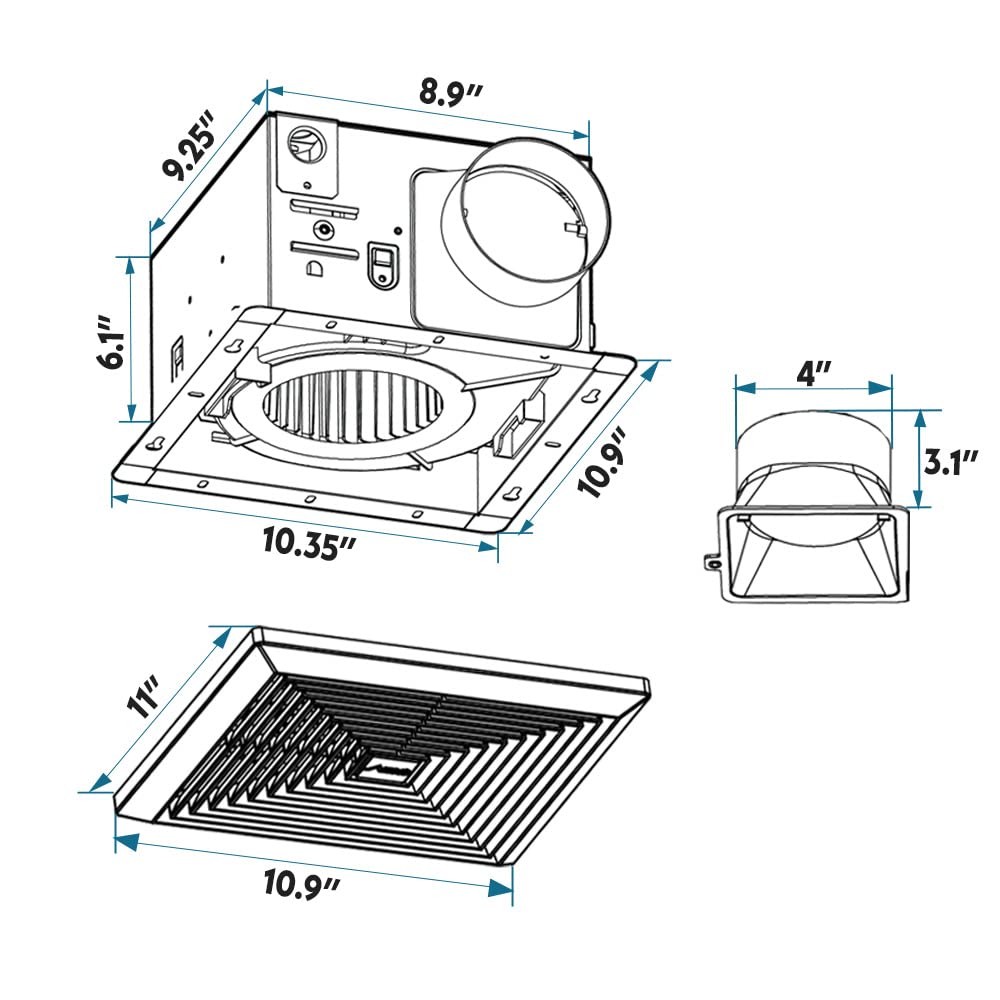 Bv Exhaust Fan – Fan 0.9 Sones 4 Duct Collarrooms Up To 80-90 Sq. Ft.