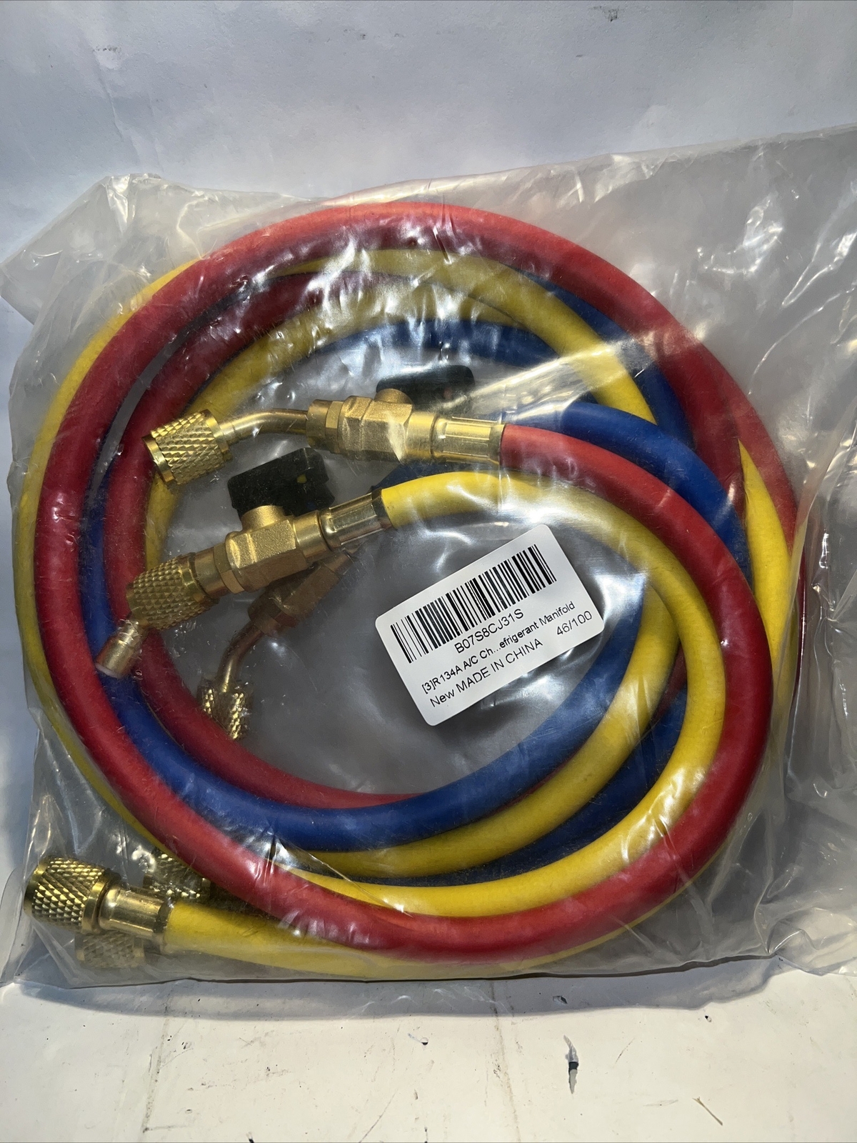 R134A A/C Charging Hose with Ball Valve, (4000~800) PSI Working Pressure 1/4″