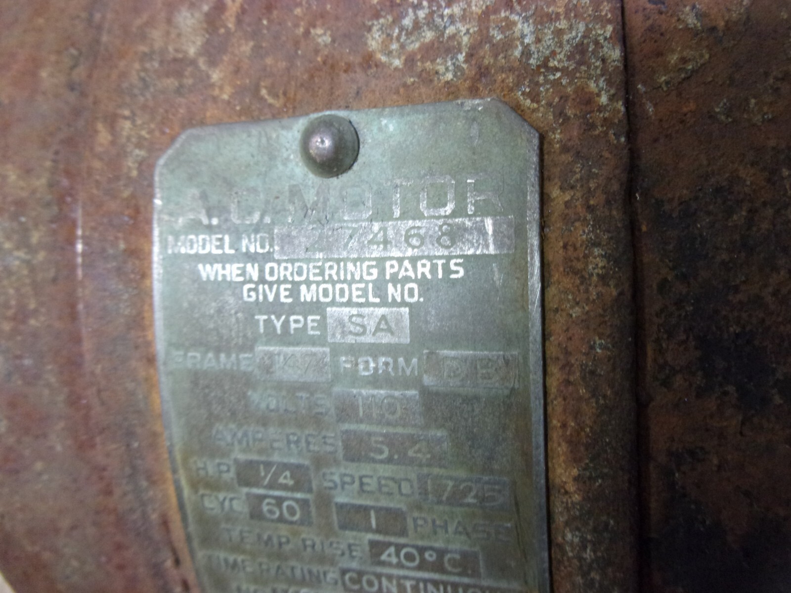 Vtg GE 1/4 HP Electric Motor 1725 Rpm 110 Vac Scroll Saw 1/2″ Shaft Cast Iron US