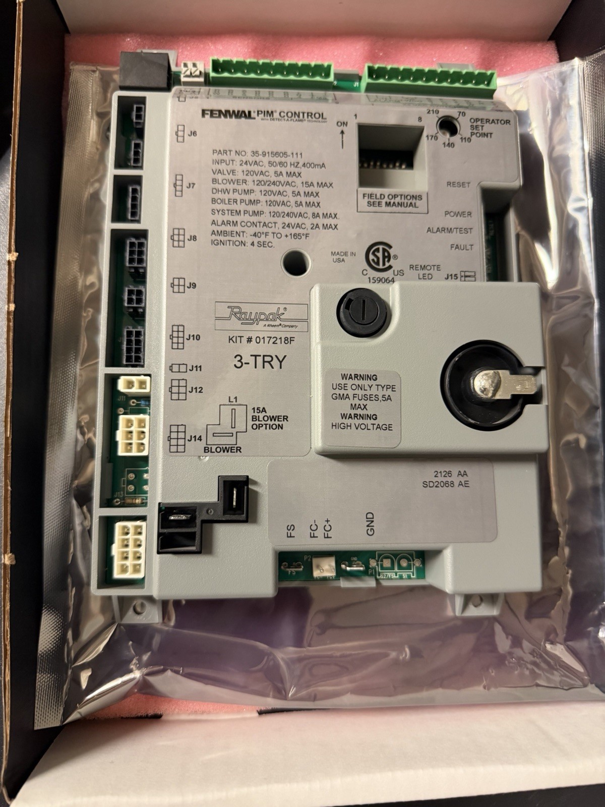 Raypak 017218F FENWAL PIM Ignition Control Module 35-975900-111