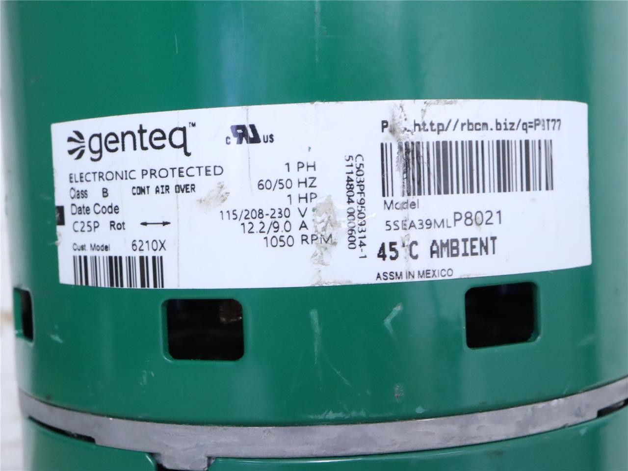 Genteq 5SEA39MLP8021 ECM Blower Motor 6210X 1HP 115/208-230V Evergreen EM