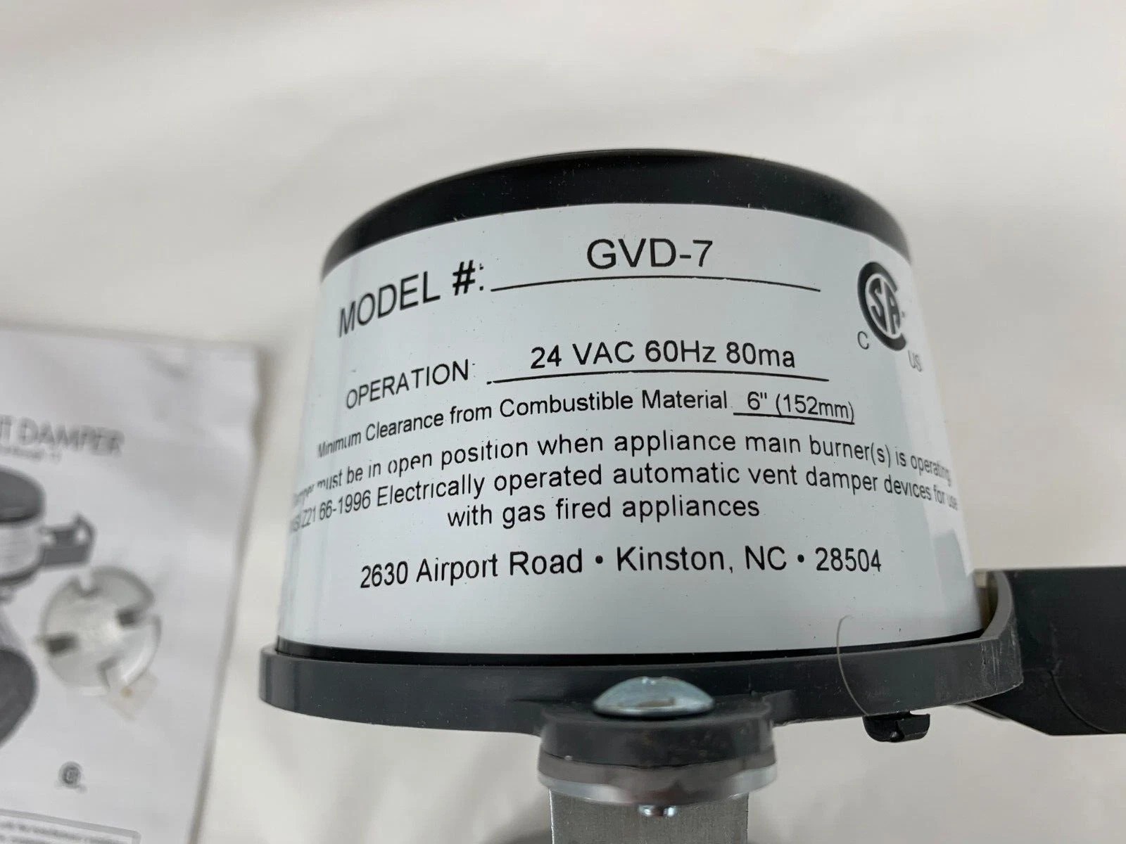 Field Controls GVD-7PL 7″ Automatic Vent Damper for 24v Gas Systems
