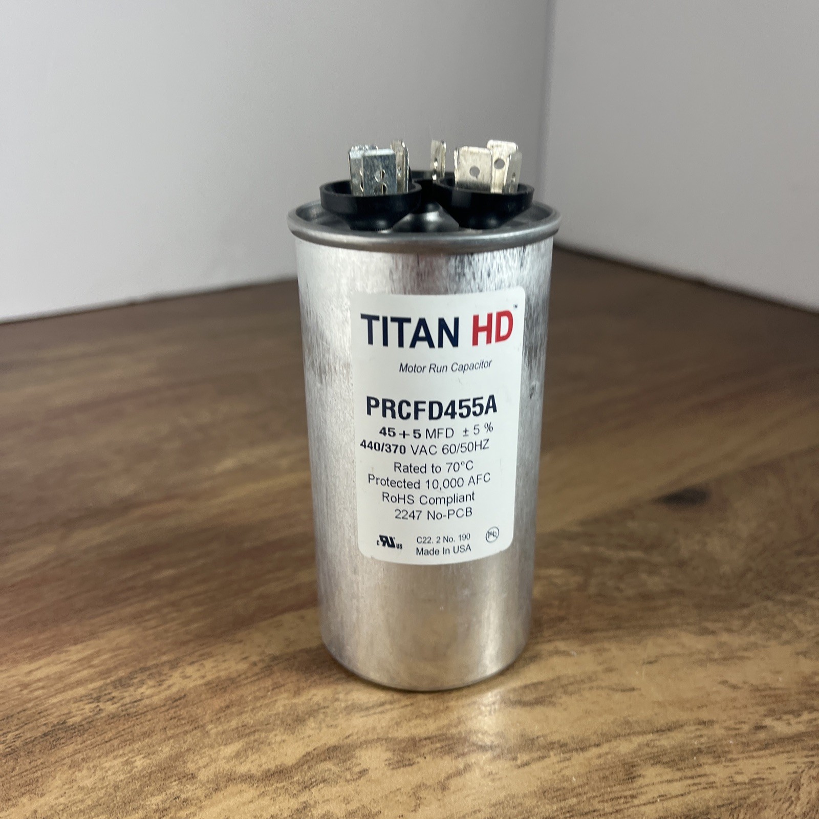 Packard Titan HD Motor Run Capacitor (Model PRCFD455A)