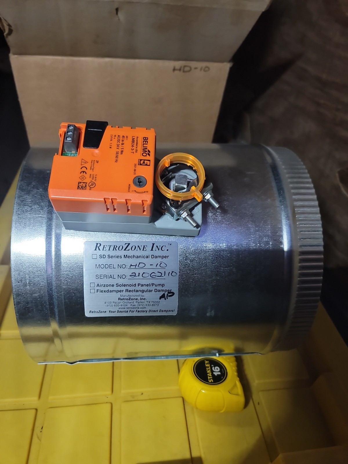 RetroZone™ SD 10″ Round Damper – Power Open/Close Belimo HD-10