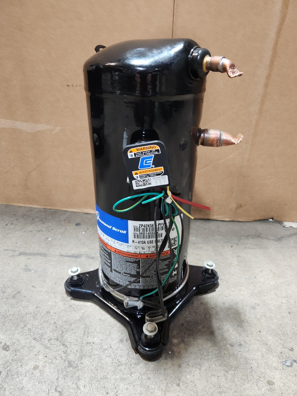 Copeland Scroll 3.5-TON 42k BTU 208/230V AC Compressor ZP42K5E-PFV-130 NEW PULL