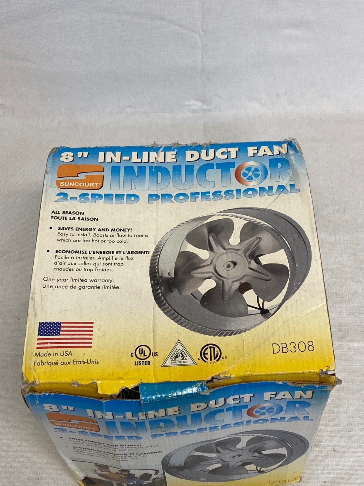 SUNCOURT Inductor 2-Speed Professional 8” In-Line Duct Fan DB308