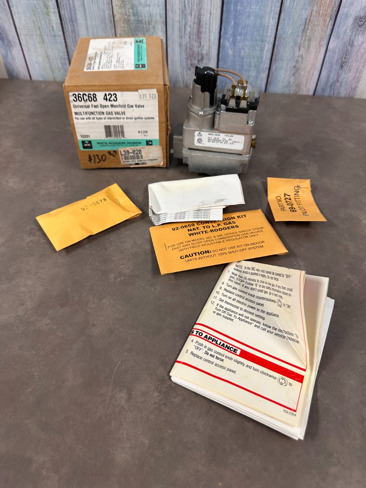 White Rodgers Division 36C68 423 Universal Fast Open Manifold Gas Valve