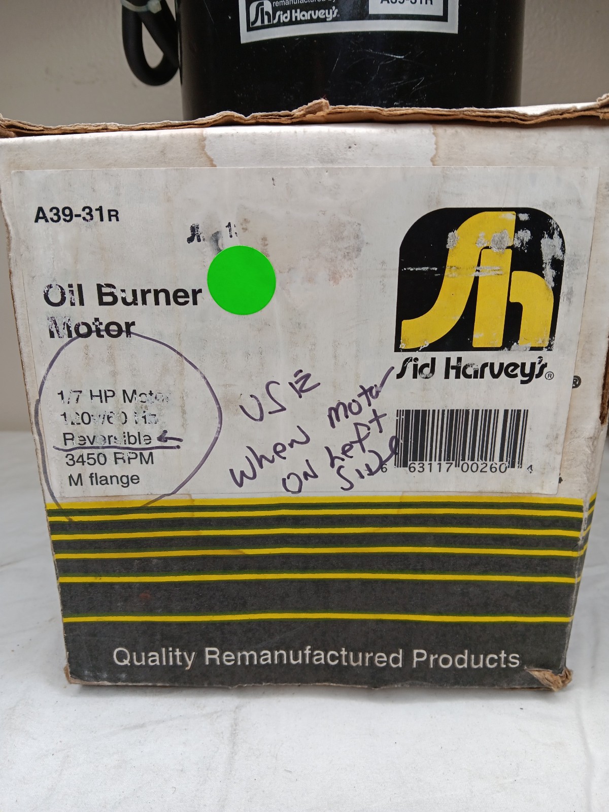 Sid Harvey A39-31R Oil Burner Motor *Read Description*