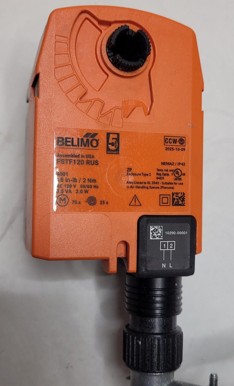 Belimo Ruskin FSTF120 RUS Spring Return Actuator With EFL-165 Fuse Link