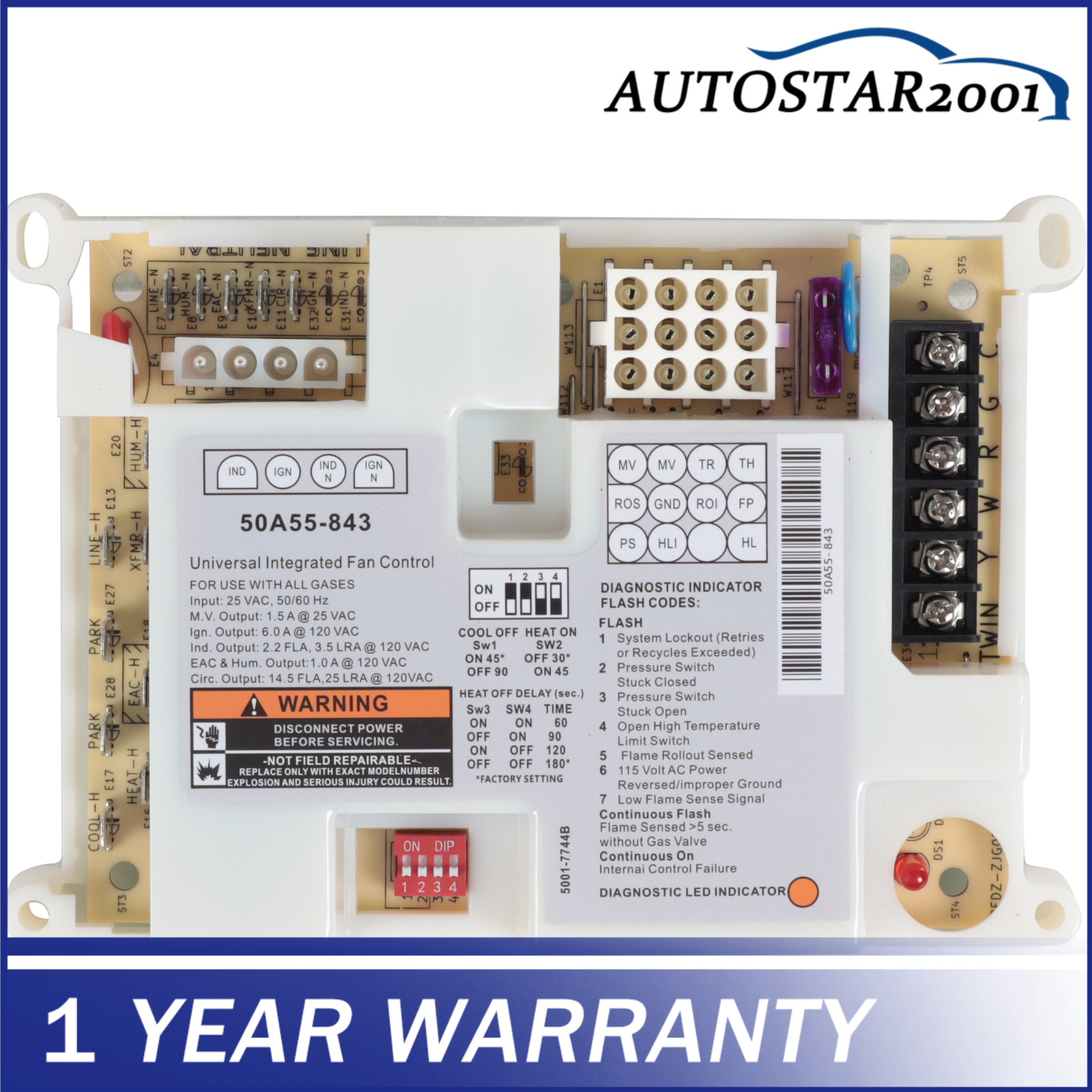 50A55-843 Fit For White Rodgers Lennox Integrated Furnace Control Board NEW