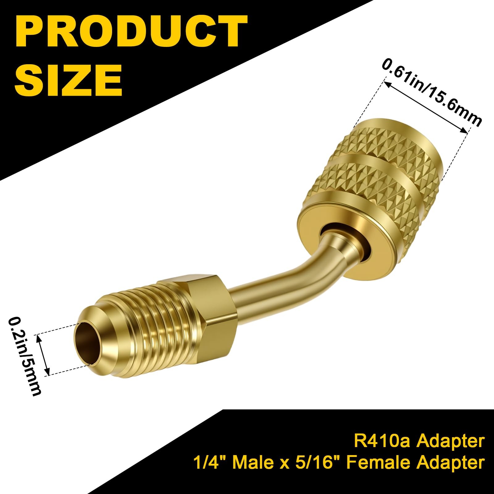 Wadoy R410a Adapter for Mini Split HVAC System 5/16″ Female Quick 145°, Gold