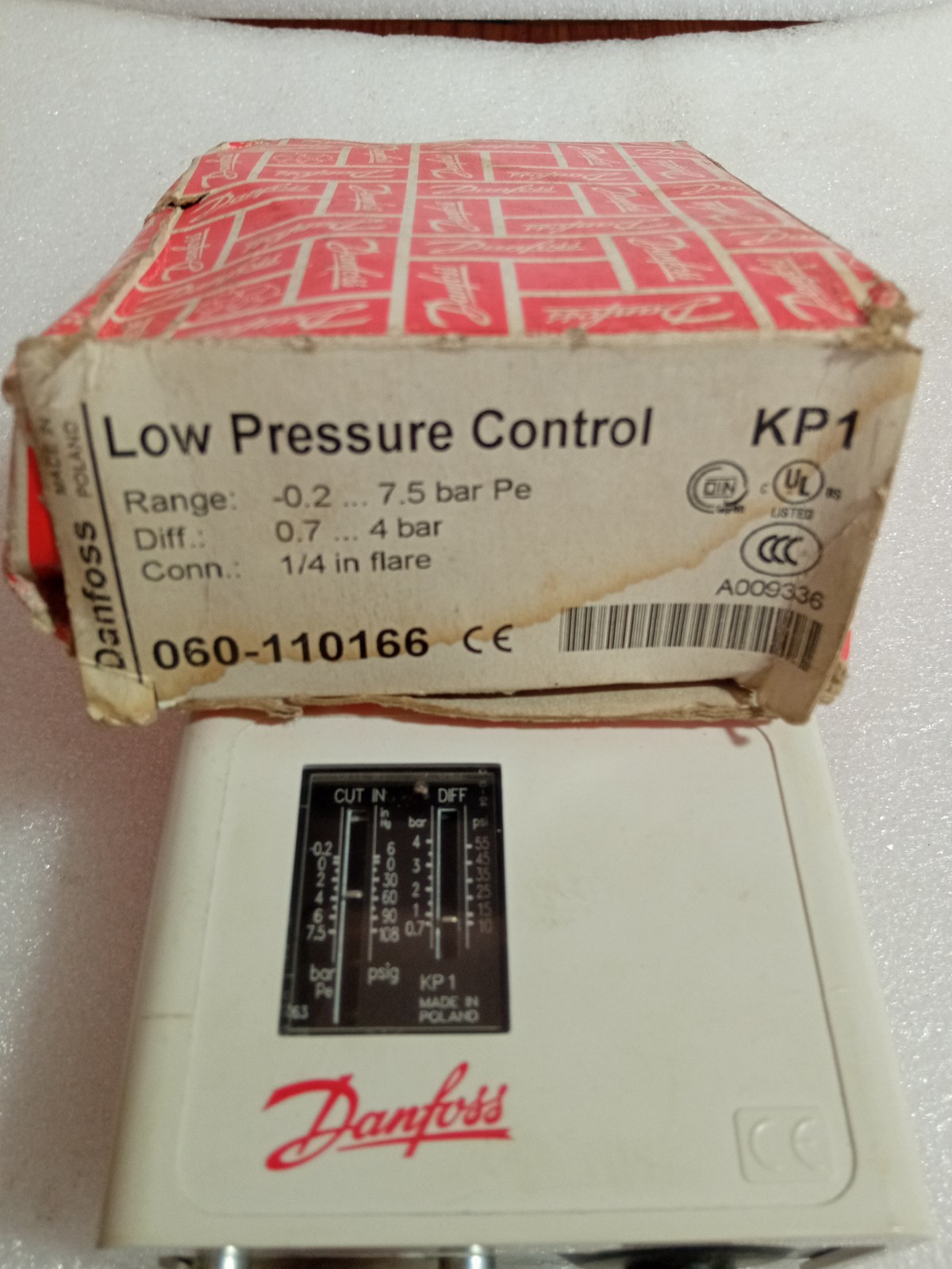 DANFOSS KP1 060-110166 LOW PRESSURE CONTROL RENAGE -0.2….7.0 Bar Pe NEW