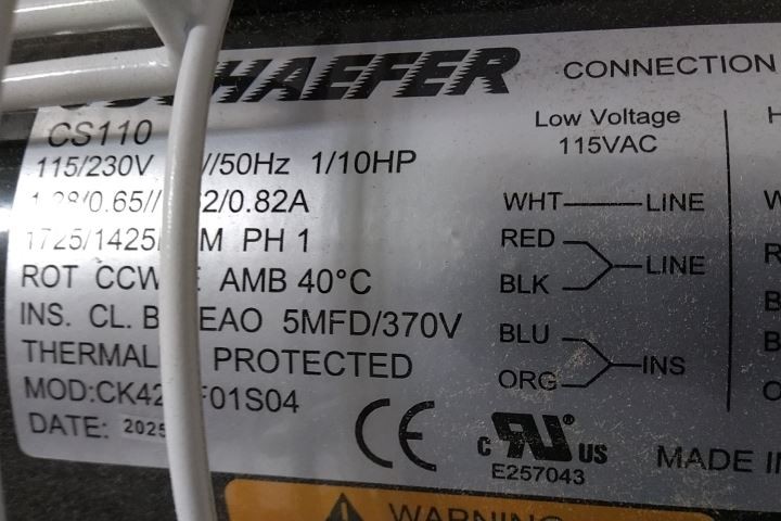 Schaefer GVK12 1/10 HP 115/230VAC 12 In Blade Dia Standard-Duty Industrial Fan