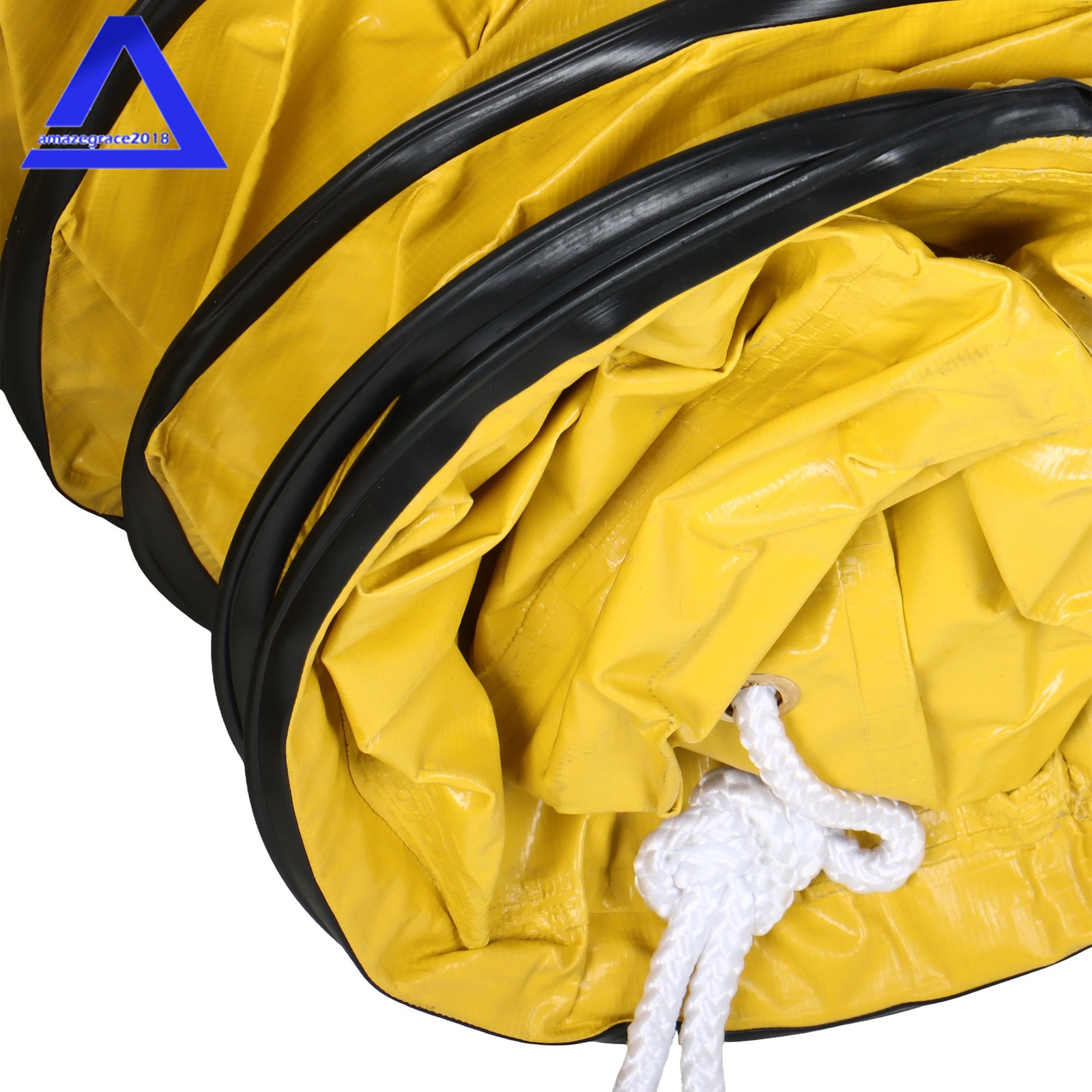 PVC Flexible Duct Hose for Ventilator Blower Fan w/ Rope & D-Ring 8″ × 25FT