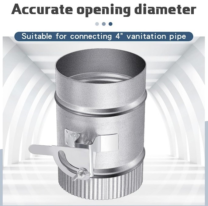 4 Inch Backdraft Damper Manual Volume Control with Galvanized Sleeve for HVAC