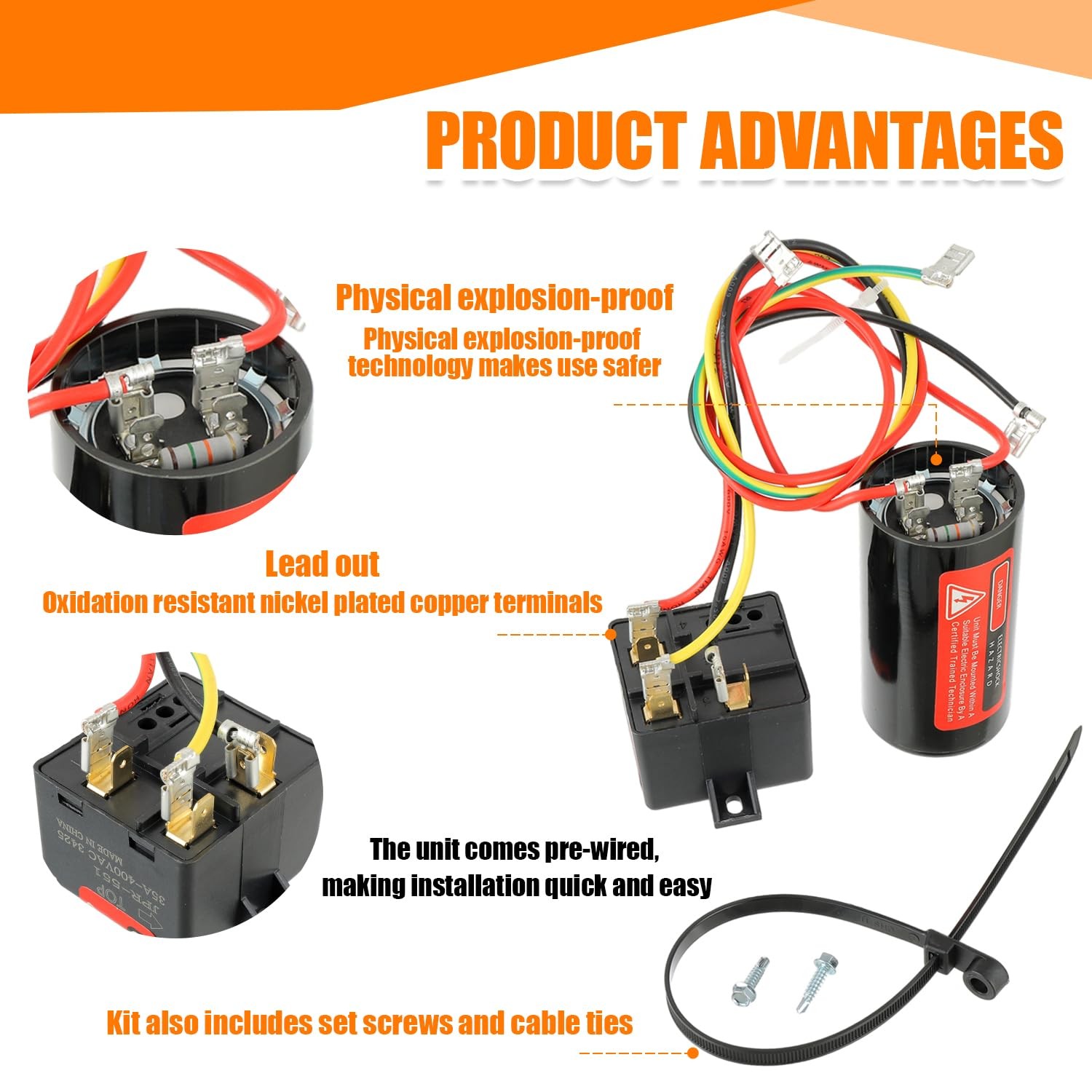 HUAREW CSR-U1 Hard Start Capacitor Kit, HVAC 5-2-1 Compressor Saver for 1 to…