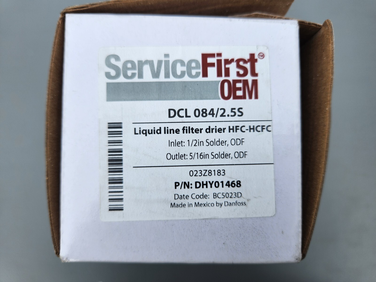 Service First DHY01468 Drier, Liquid Line, 8 CU, 1/2″ In, 5/16″ Out, DCL 084/2.5