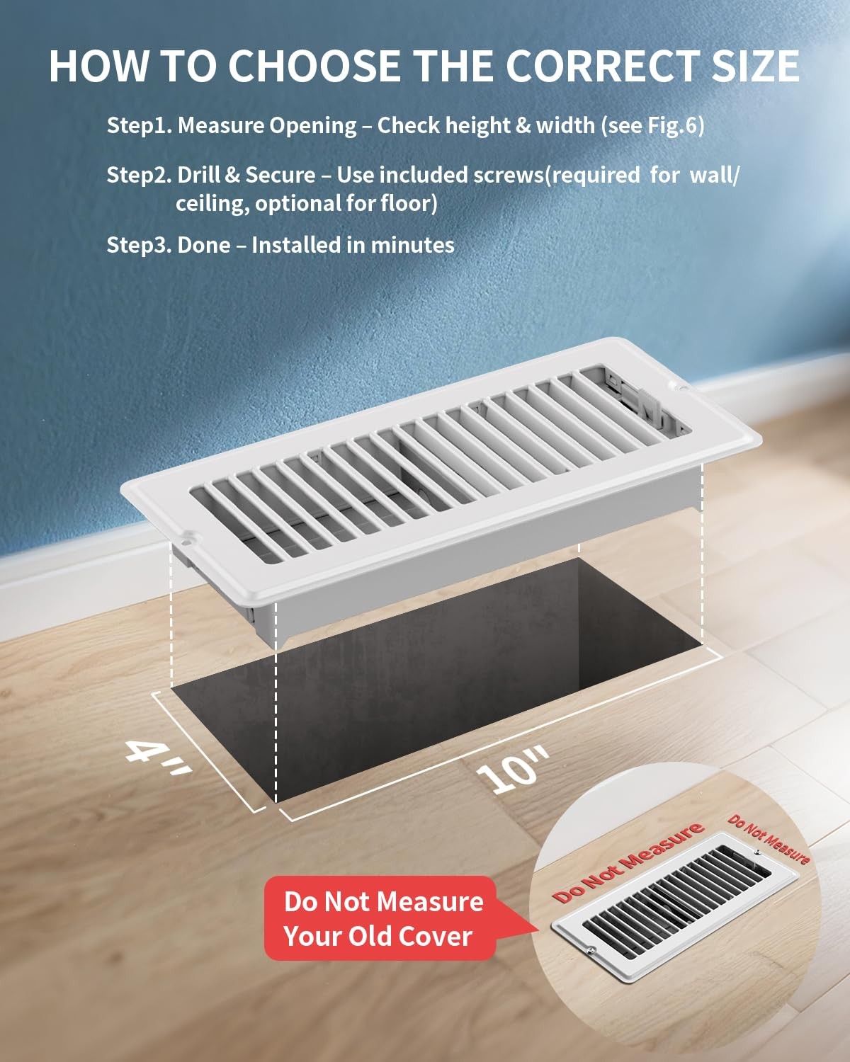 4×10 Floor Register – 5 Pack Vent Covers for Home White 5 Pack,