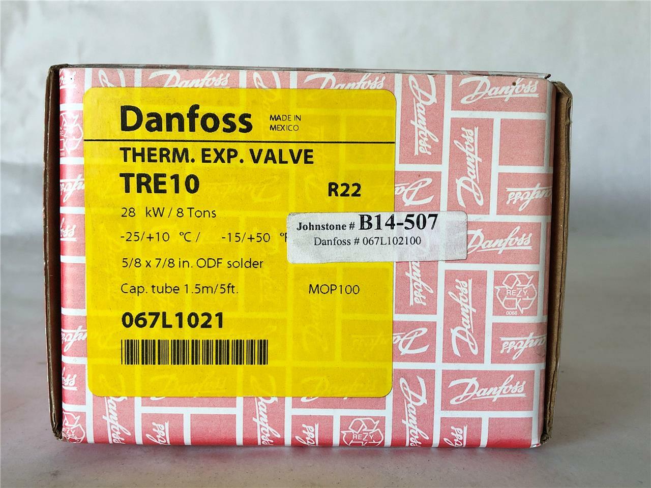 Danfoss 067L1021 Thermal Expansion Valve TRE10 5/8″ x 7/8″ ODF Solder B14-507