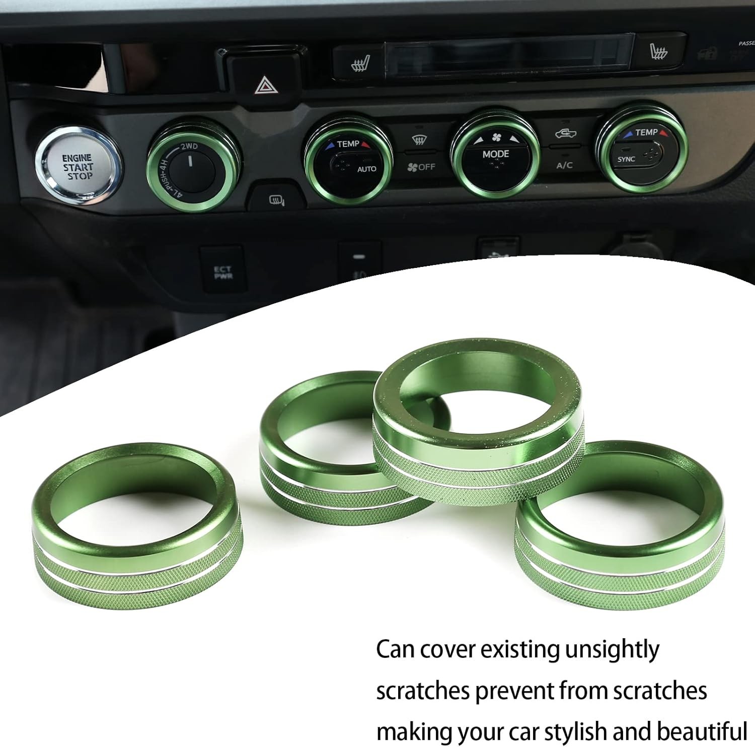 Car Central Control Air Conditioning Knob Ring Compatible with 20 Color: green