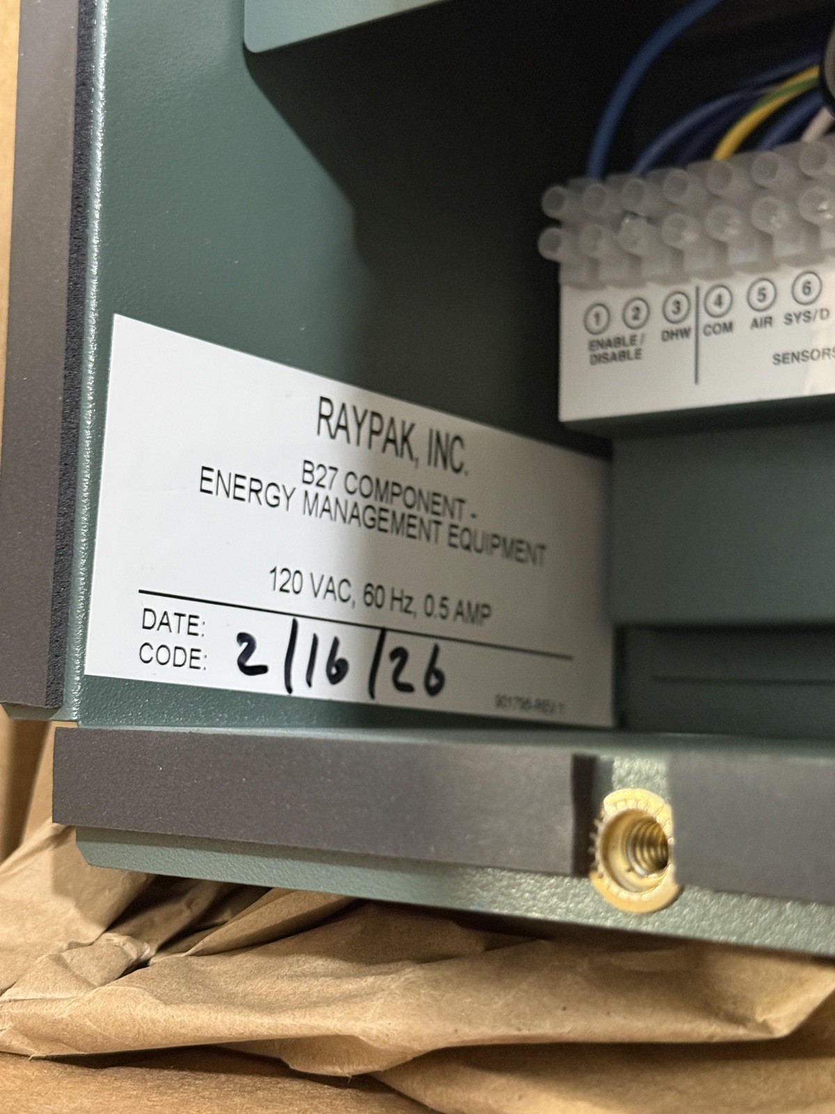 New 901139 OEM Raypak 2 Stage B27 Component 901791