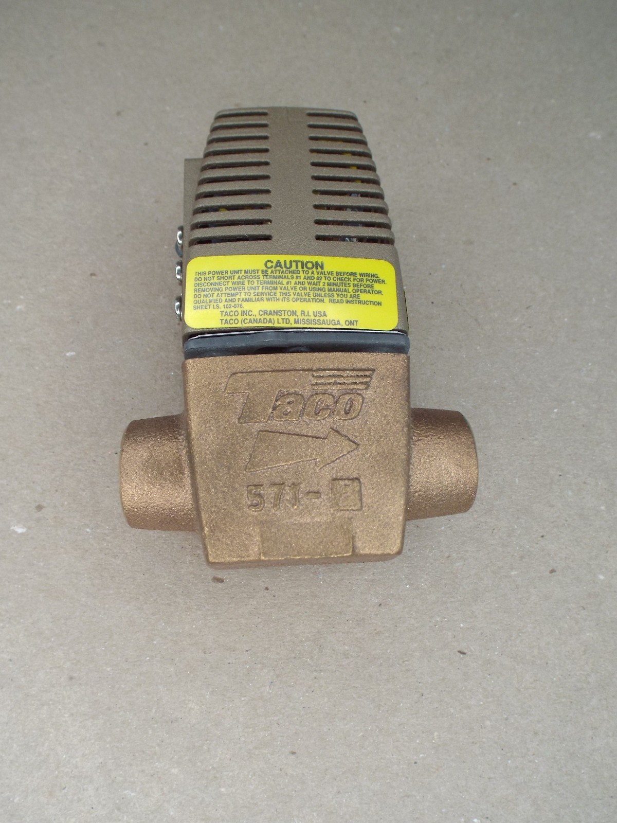 Taco Zone Valve 2 Way Gold Series 571-2 / 3/4″ 24V 125 PSI New Open Box – (Read)