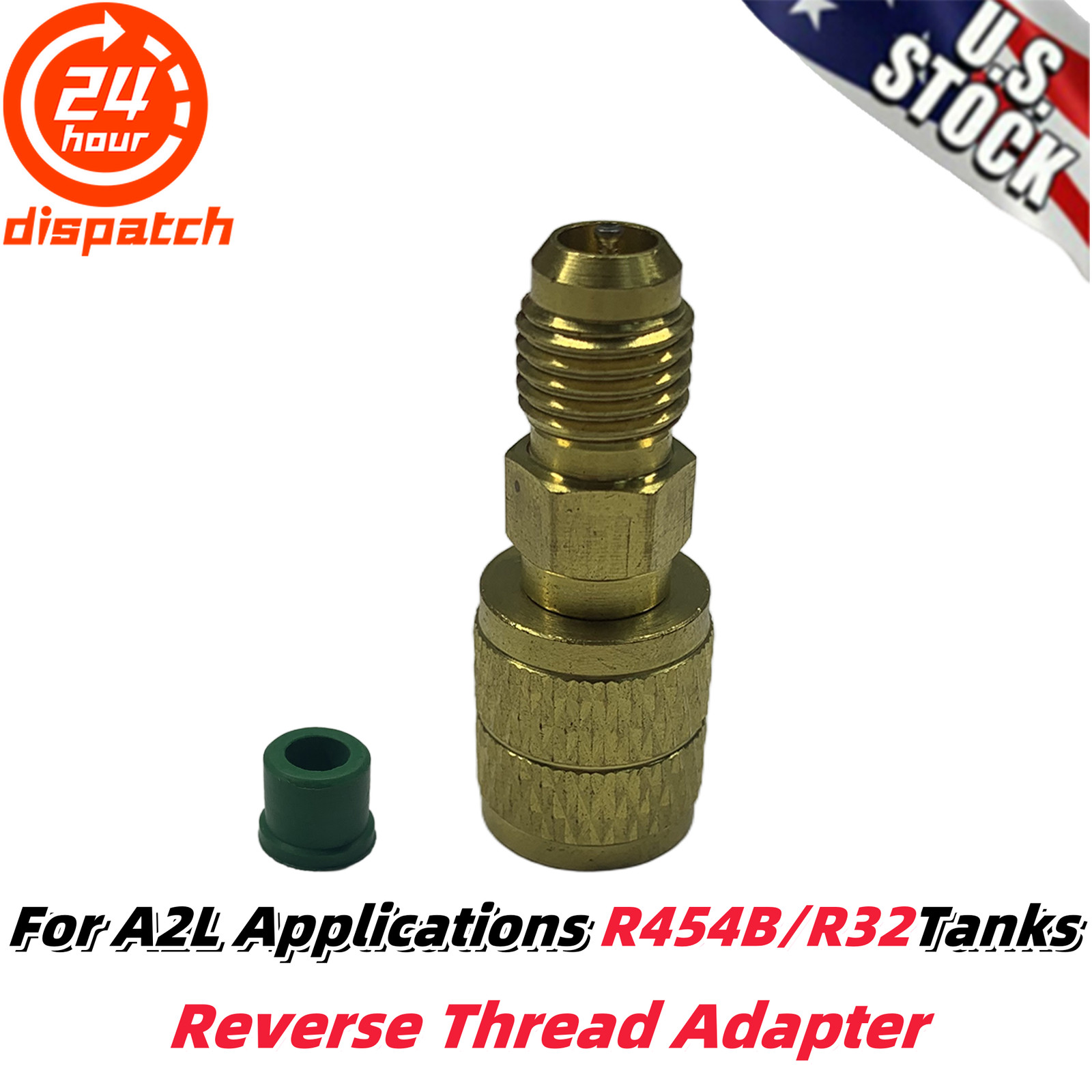 For A2L R454B/R32 Tanks HVAC R32 Reverse Thread Adapter 1/4” Female&1/4”Male