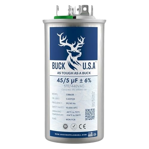 Dual Run Round Start Capacitor 45+5uF 370/440VAC for HVAC, AC Fan Motor, Heat Pu