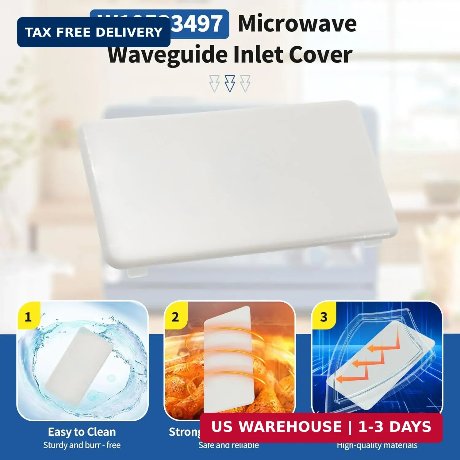 W10533497 3021428 Microwave Inlet Cover Replacement Compatible with Whirlpool Ma