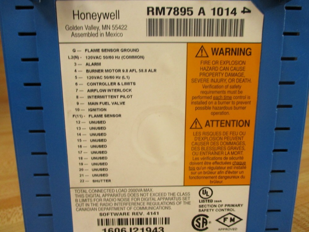 Honeywell RM7895A-1014 Burner Controller RM7895A1014 ENCLOSURE ONLY