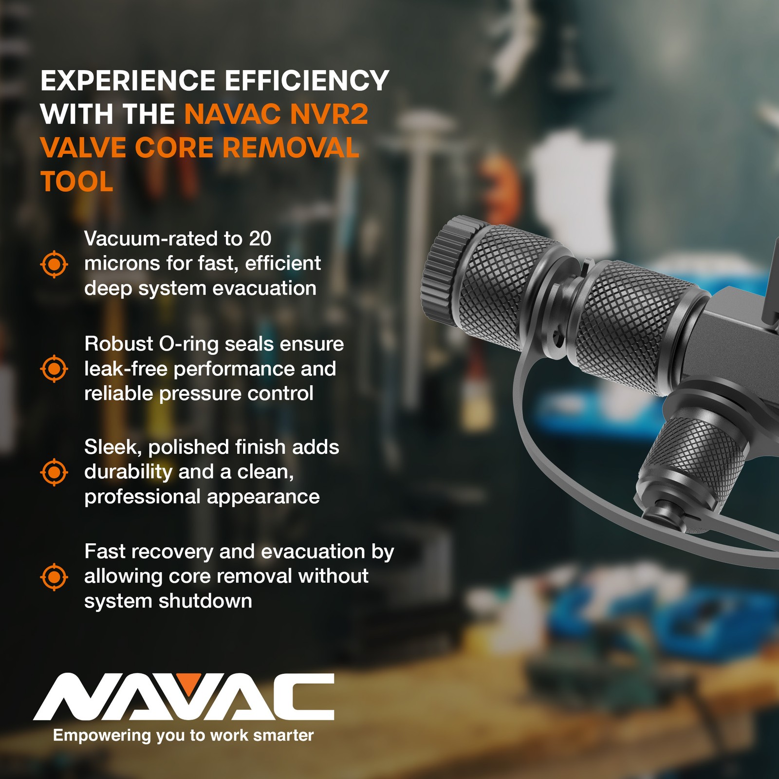 NAVAC NVR2 Valve Core Removal Tool – HVAC Tool for Fast Recovery and Evacuation