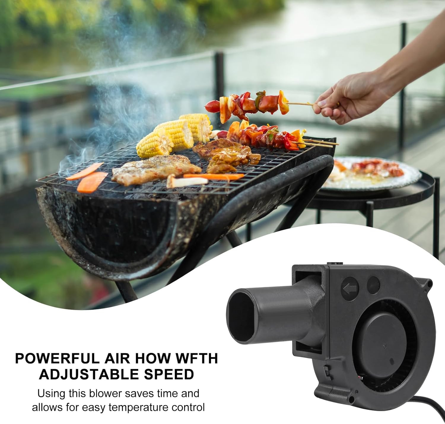 97Mm X 33Mm BBQ Fan 12V Blower with 110V/120V Variable Speed Controller Centrifu