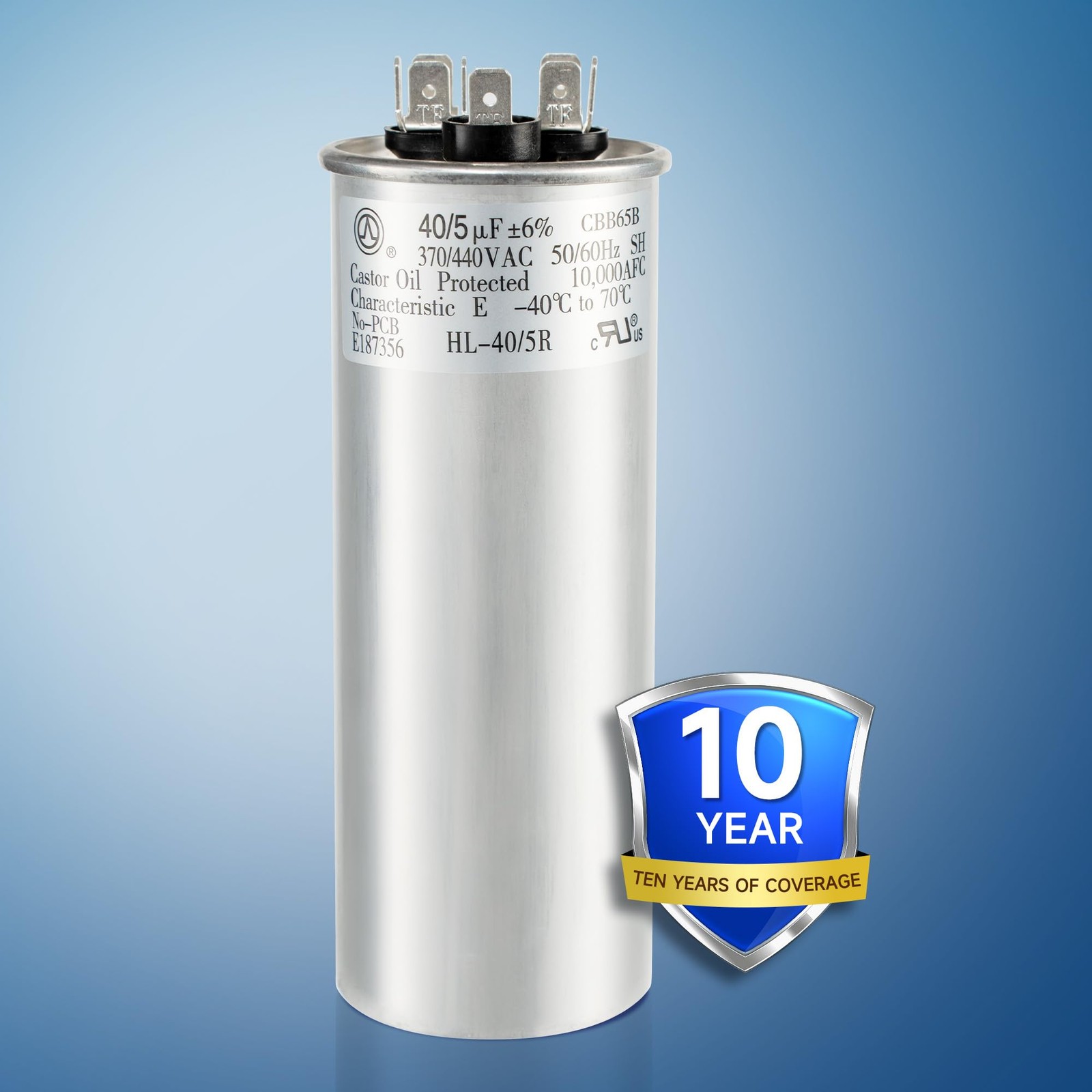 QYCKFIXR 40+5 uF 40/5 MFD ±6% 370V/440VAC CBB65 Dual Run Circular Start…