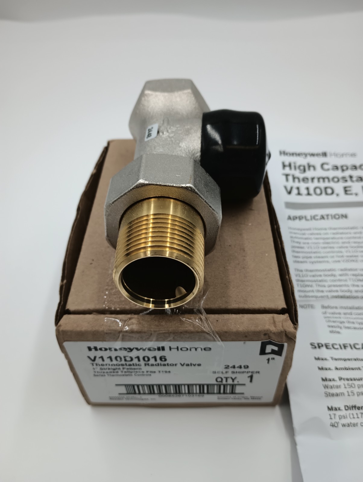 HONEYWELL V110D1016 THERMOSTATIC 1″ STRAIGHT VALVE FOR HIGH CAPACITY RADIATOR