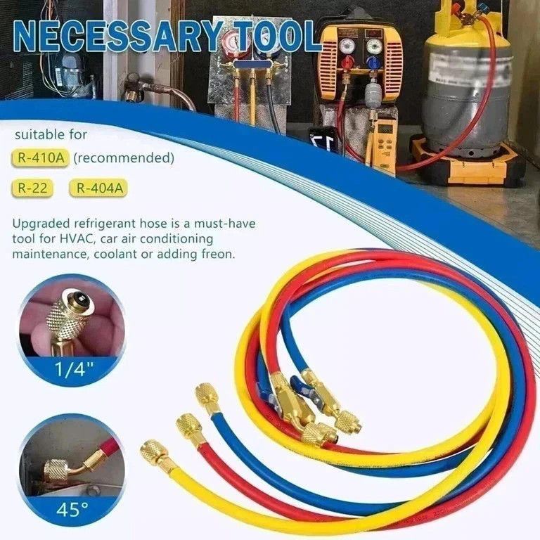 Yellow Jacket 29986 Plus II 1/4″ Hose with Compact Ball Valve, 72″