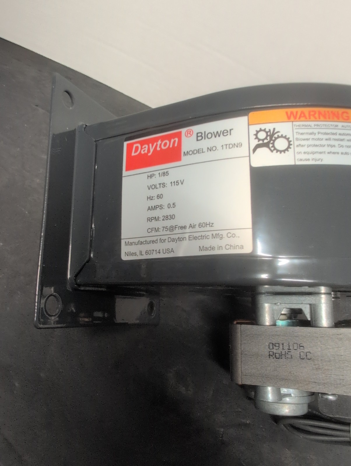 Dayton Model No 1TDN9 OEM Centrifugal Blower