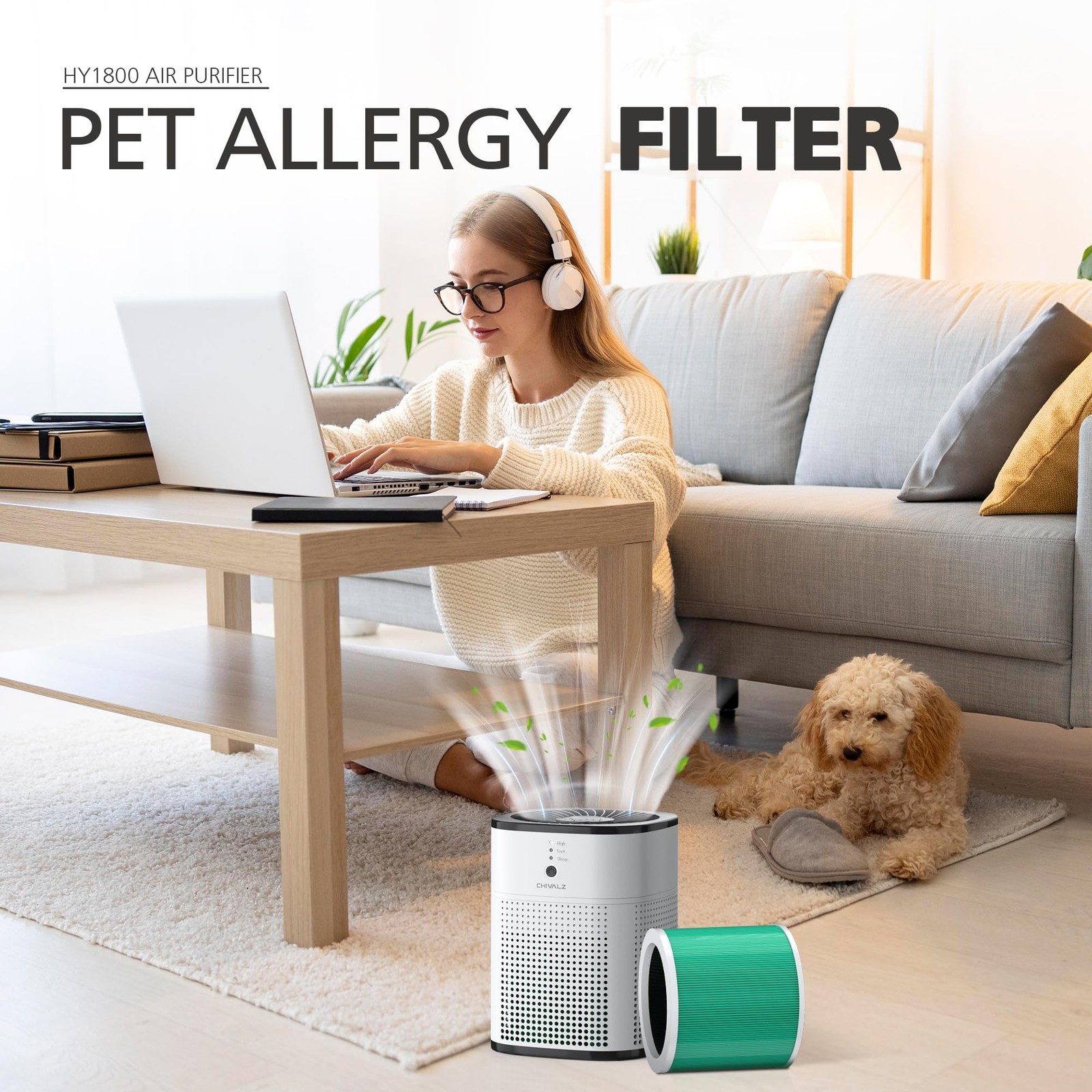 CHIVALZ Genuine HY1800 Air Purifier 11.85 * 5.98 * 5.24 Inch, Green