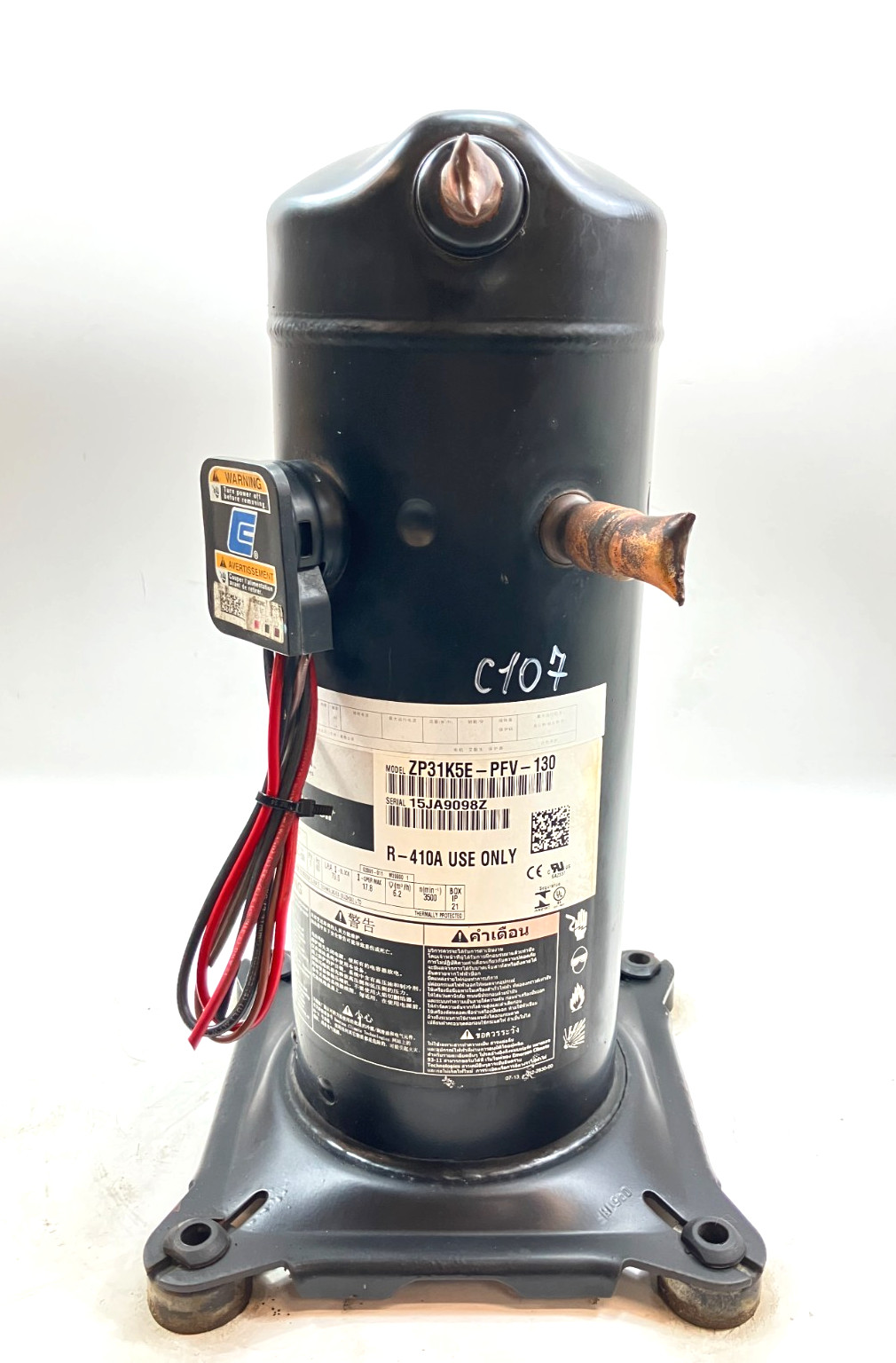 Copeland 2.5 Ton Scroll Compressor ZP31K5E-PFV-130 R410A 208/230V 1 PH used C107