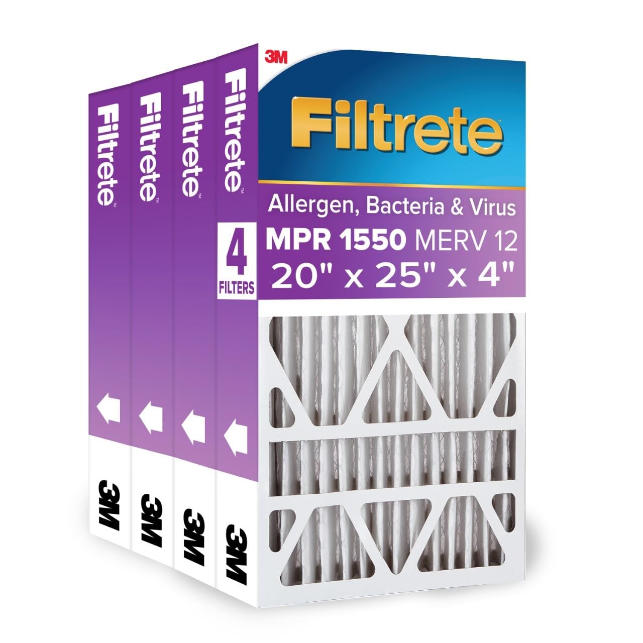 Filtrete 20x25x4(SlimFit), AC Furnace Air Filter, MPR White