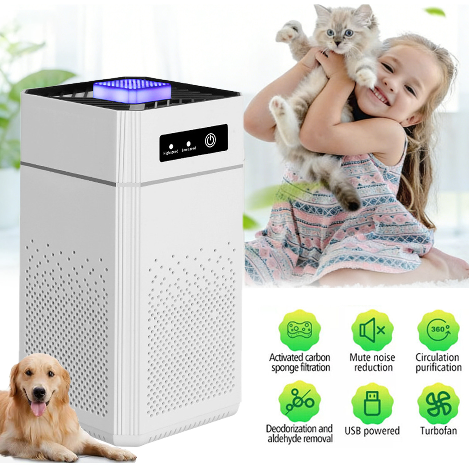 Home HEPA Air Purifier Large Room Air Cleaner for Allergies Smoke Mold Odor US