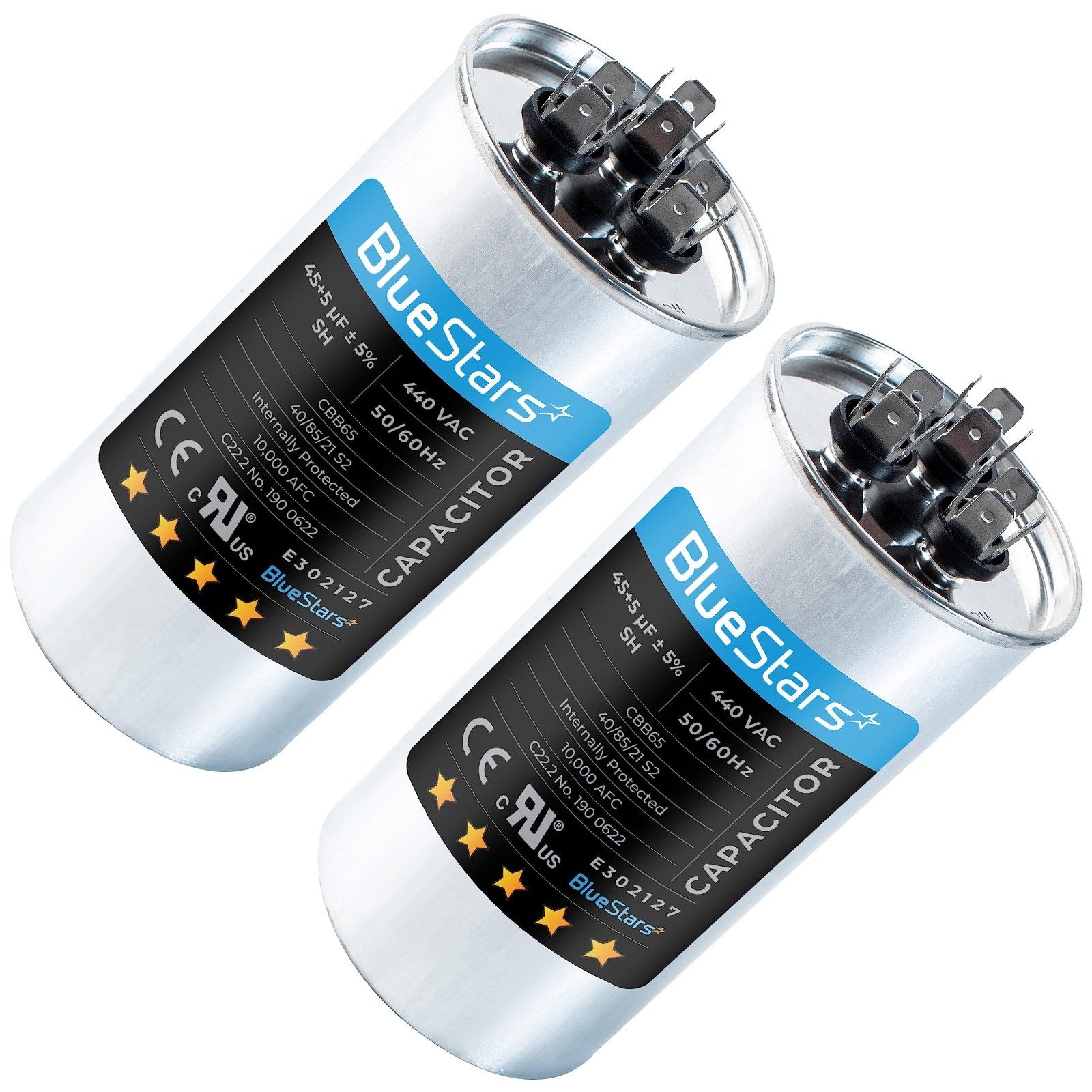 2 Pack 45+5 uF Dual Run Capacitor 370V/440V for AC Motor & Fan Start – CBB65