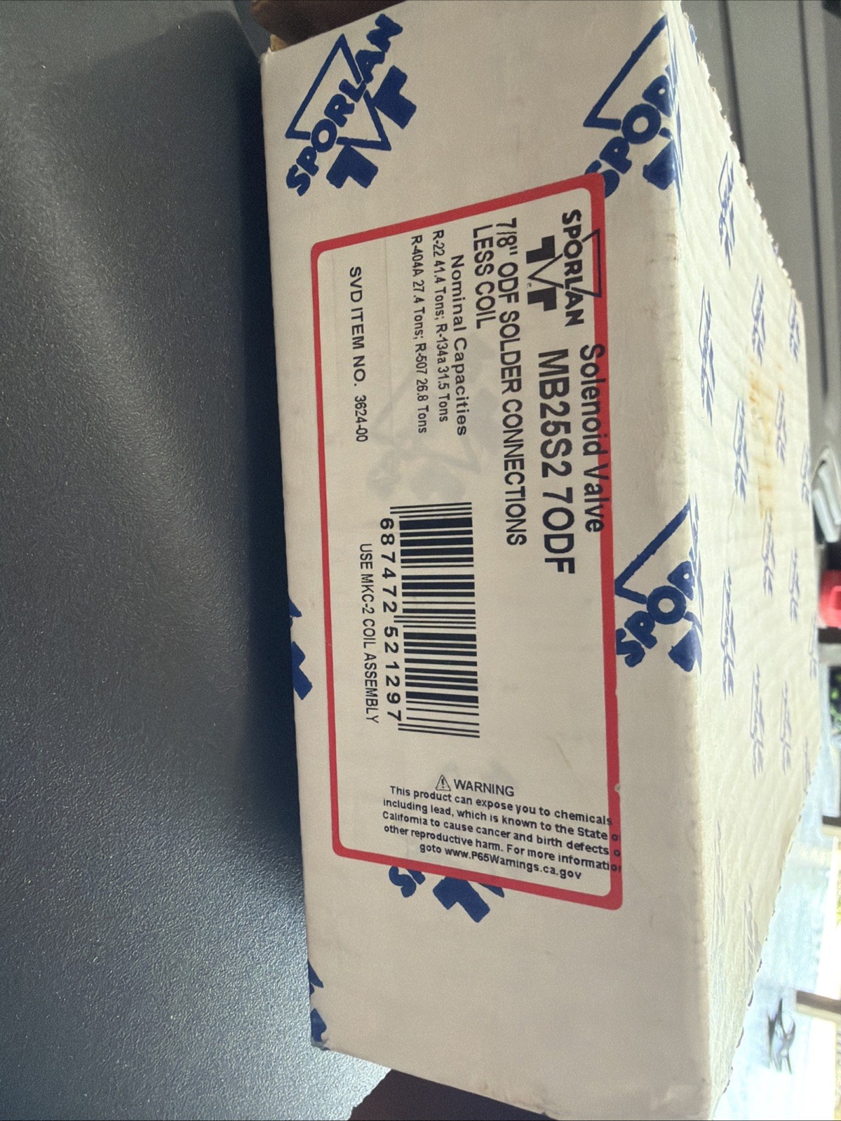 Sporlan ME25S270-HP Solenoid Valve ⅞” ODF Solder Connections Less Coil