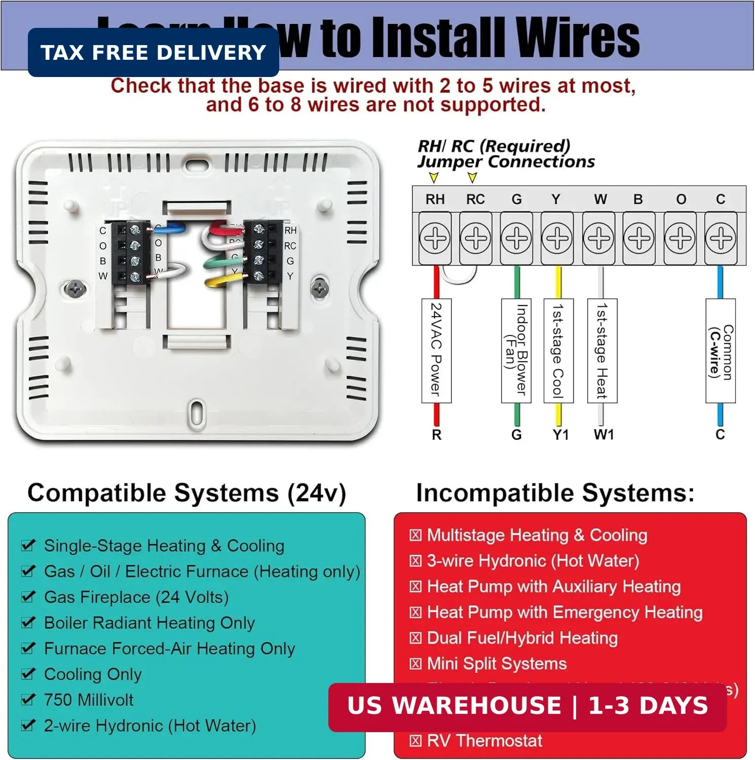 Heagstat Non-Programmable Thermostats for Home Conventional Single-Stage Systems