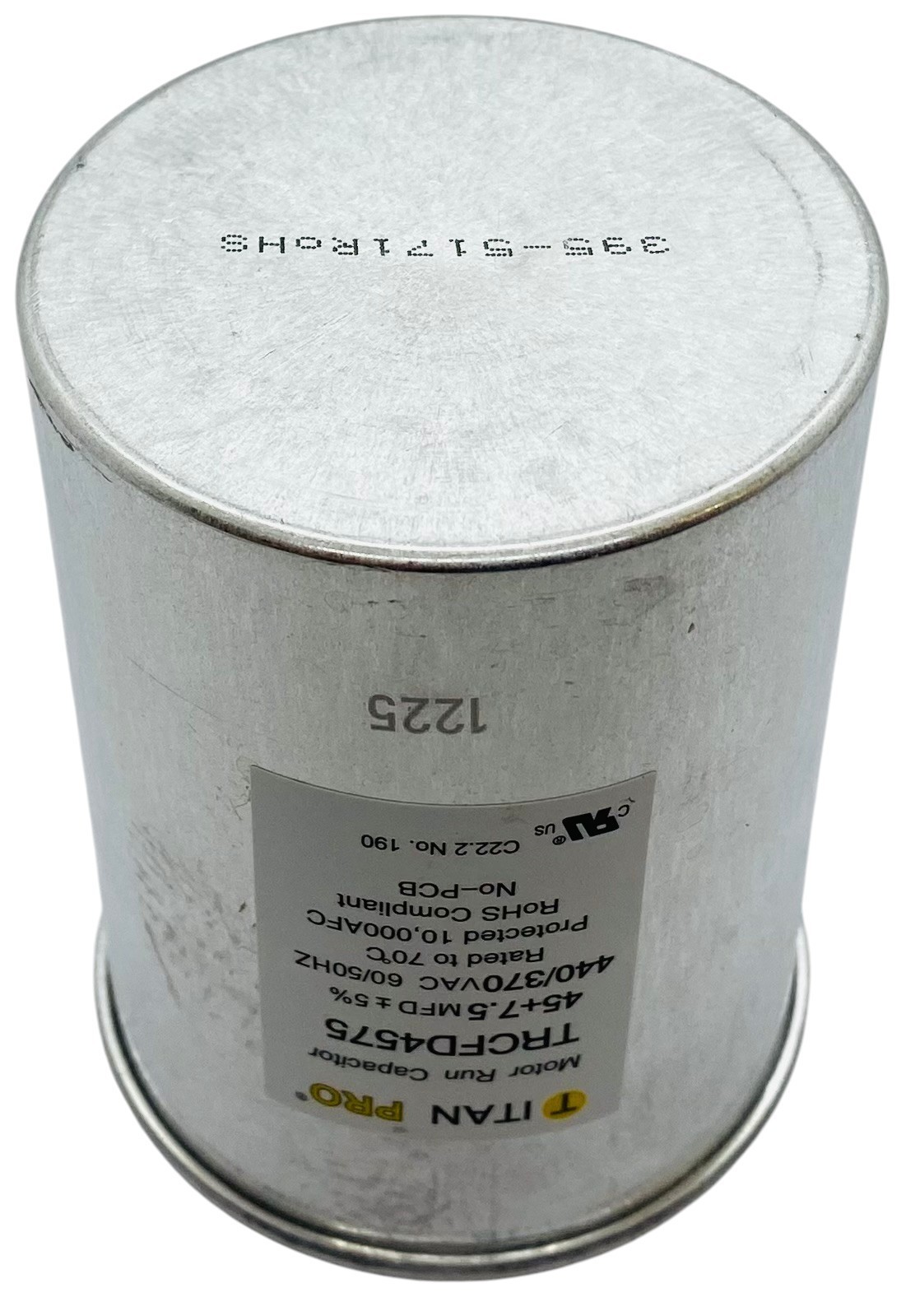 Titan Pro® Motor Run Capacitor | Round | 45 + 7.5 MFD | 370/440 Volt | TRCFD4575