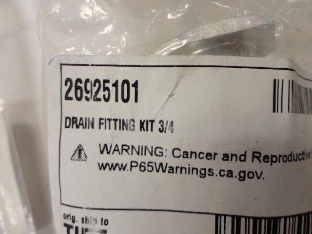 Drain Fitting Kit 3/4 Heatcraft 26925101 4pcs