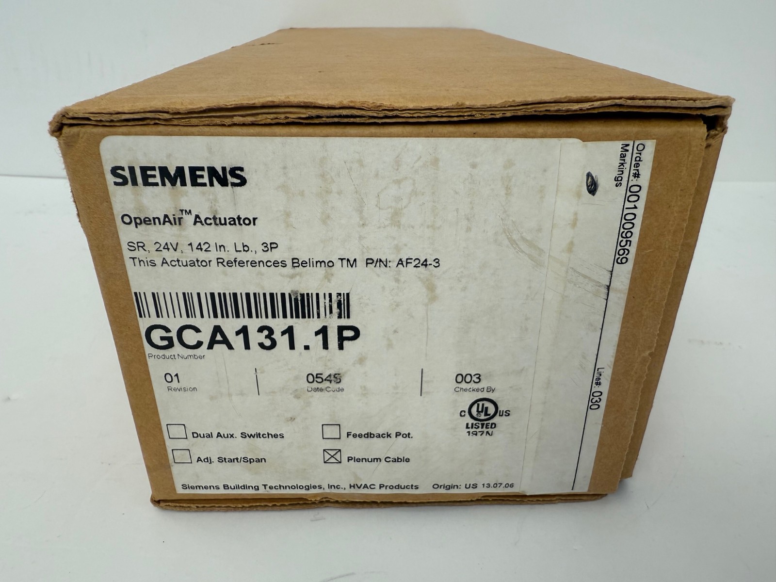 SIEMENS GCA131.1P OPENAIR ACTUATOR SR 24V 142IN LB 3P NEW OPEN BOX