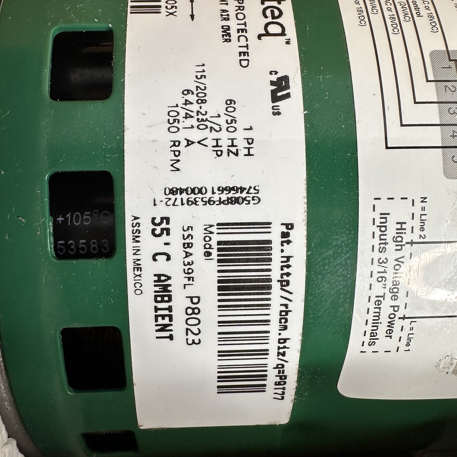 Regal Evergreen ECM Motor 6205X for Carrier HD44AE156 Genteq X13 ECM 1/2 HP