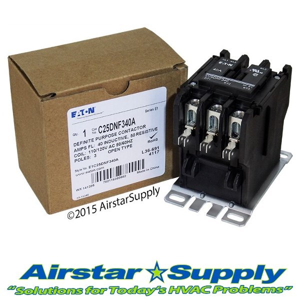 C25DNF340A Eaton / Cutler Hammer Contactor – 40 Amp 3 Pole 110/120V Coil