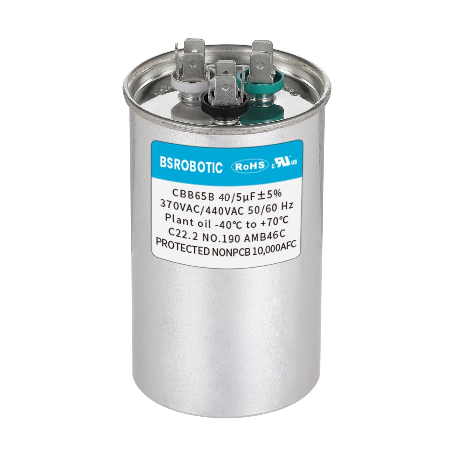 40/5 440v CBB65B AC Capacitor – 40+5 uf ±5% MFD 370/440 Volt Dual Run 40+5uf